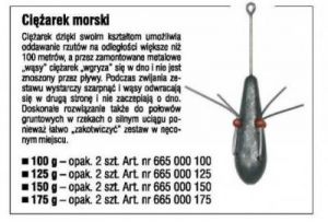 CIĘŻAREK MORSKI KONGER 100/125/150/175g op. 2szt. - do wyboru